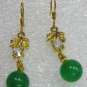 2 color! beautiful 10mm green jade +white crystal dangle earrings
