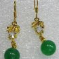 2 color! beautiful 10mm green jade +white crystal dangle earrings