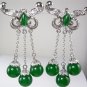 4 color! fine green jade gray/red/coffee shell pearl huge clip dangle earring