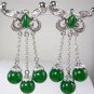 4 color! fine green jade gray/red/coffee shell pearl huge clip dangle earring