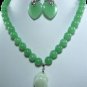 4 colors!Fancy green jade/coloful pearl stone necklace +cabbage jade pendant set