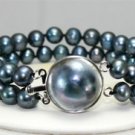 6 colors! Charm 2/3 rows white/ black/coffee pearl mother clasp bracelet