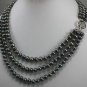 3 colors! nice 3 row 7-8mm white/pink/black pearl necklace bless happiness clasp