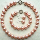 13 colors! New! 14mm shell pearl necklace bracelet & earrings set