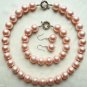 13 colors! New! 14mm shell pearl necklace bracelet & earrings set