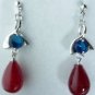 3 color! lady's stunning red jade bead & white/purple/blue zircon dangle earring