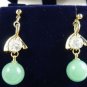 6 color! lovely 10mm light green jade & white/purple/blue zircon dangle earrings