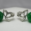 2 color! fancy love 12mm light green/green jade butterfly earrings free shipping