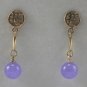 2 colors! stunning lady's 10mm purple/green jade bless lucky dangle stud earring