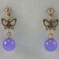 3 colors! lady lovely butterfly purple jade bead dangle earrings