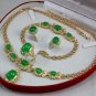9 color!green jade red/purple/blue/green zircon earring necklace bracelet ring