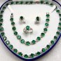 8 color!green/blue/colorful/red/pink/purple zircon necklace earring bracelet set