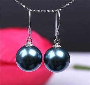 5 colors! charm 12mm pink/purple/gray/black/yellow shell pearl dangle earrings