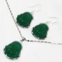 4 color-fancy carved green jade Happy Buddha bless pendant & earring set