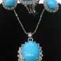 9 color!fine oval green/blue jade/red agate/turquoise earring pendant /ring set
