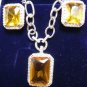 2 color- noblest 18KGP faced pink/yellow faced Box-shaped zircon pendant earring