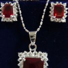 9 color- fine pink/red/purple/blue 18KGP Box-shaped zircon earring pendant ring