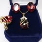 4 color- noblest purple/red zircon 18KGP earring pendant ring set #7,8,9