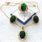 2 color- fine green/ blue zircon bead 18KGP bless earring pendant ring #6,7,8,9