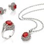 9 color-fine red/pink/purple/blue zircon 18KGP bless earring pendant ring #7,8,9