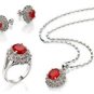 9 color-fine red/pink/purple/blue zircon 18KGP bless earring pendant ring #7,8,9