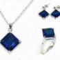 5 color-fine green/pink/purple/red/blue Rhombic zircon earring pendant ring set