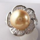 Fine pink red yellow blue coffee sea shell pearl bead 18KGP ring(6,7,8,9 exit)