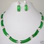 6 colors! fine green/red/colorful jade 18KGP necklace bless lucky earrings set