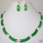 6 colors! fine green/red/colorful jade 18KGP necklace bless lucky earrings set