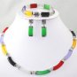12 colors! colorful/green/purple/red jade-black agate necklace bracelet earrings