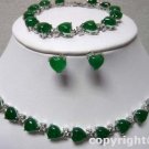 3 colors! lady's charm heart love green/purple jade 18KGP necklace bracelet set