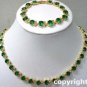 4 colors! noblest 6*8mm pink/green zircon -green jade necklace bracelet set