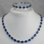 2 colors! noblest 7*9mm blue zircon bead 18KGP necklace bracelet set free ship