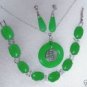 3 colors! noblest green/light green jade 18KGP bracelet earring pendant set