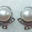 6 colors! beautiful cultured 9-10mm white/pink/black flat pearl stud earring