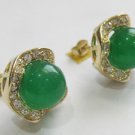 6 colors!10mm green/pink/purple/blue jade /tiger eye stone 18KGP stud earrings