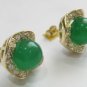 6 colors!10mm green/pink/purple/blue jade /tiger eye stone 18KGP stud earrings