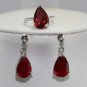 3 color-lady's beautiful pink/red/purple zircon 18KGP dangle earring ring #7,8,9