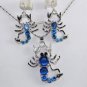 4 color-fancy fine red/black/pink/blue zircon Scorpion earring pendant set