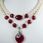 8 colors! mixed white pearl green/pink/purple/red jade necklace +heart pendant