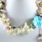 5 colors! stunning mixed pearl jade kinds of stone necklace mother shell clasp