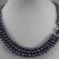 5 colors! charming 3 row 6-7mm black/green pearl mother shell clasp necklace