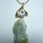 2 color! fancy carved jade cabbage bless Wealth 18KGP white/red zicon pendant