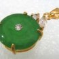 2 color! beautiful green jade bead bless 18KGP pendant necklace free chain