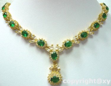 7 colors! fine green/red/blue/purple zircon green jade 18KGP necklace pendant