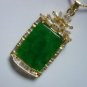 2 color! noblest green jade bead 18KGP CZ pendant necklace free chain