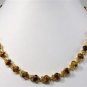 2 colors! fine 6*8mm natural tiger eye stone bead 18KGP link necklace 17 inch