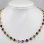 5 colors! fine 6*8mm pink/green/blue/red/colorful Cubic zirconium 18KGP necklace