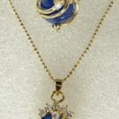 6 colors-fine 18KGP green/pink/red/blue jade CZ pendant ring #6,7,8,9 set