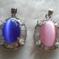 6 color! fine oval blue/green/pink opal-green/purple jade -turquoise CZ pendant